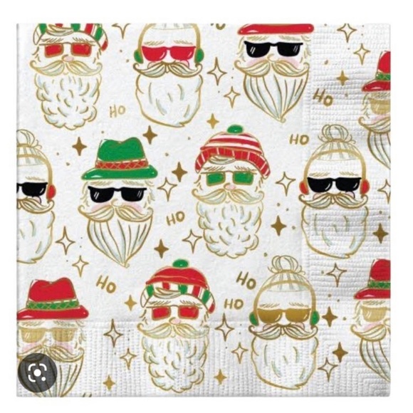 SLANT COLLECTION Hipster Santa Cocktail Napkins 2 - 20 Count Packages (40 Total) - Picture 6 of 6